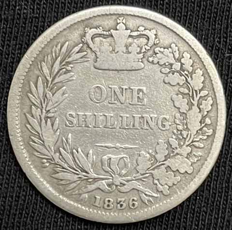 1836 Silver Great Britain 1 Shilling King William IV Coin Early Date Cover