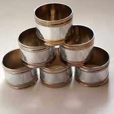 Set Of 6 Silver Napkin Rings With Iridescent Diamond Pattern