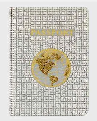 Judith Leiber 高定护照夹套旅行透明金色施华洛世奇水晶 — 第 1/4 张图片