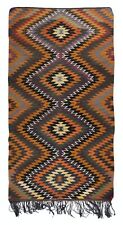 6x10.8 Ft Hand-Woven Anatolian Kilim, Vintage Multicolor Rug with Diamond Design