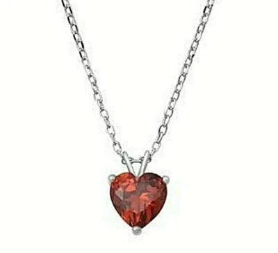 Genuine Ruby Heart Solitaire Pendant Necklace in Sterling Silver - Image 1 of 2