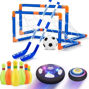 4-in-1 Hover Soccer Ball and Hockey Bowling Set Indoor Outdoor Sports Game Toys - Picture 1 of 12
