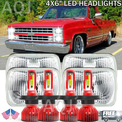 4x Fit Chevrolet C10 C20 1981 1982 1983 1984 1985 4x6" LED Headlights Hi/Lo Beam - Image 1 of 4