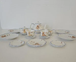 Vintage "R&J" Porcelain Kids Tea Set Teddy Bear & Hearts Design REAR - Picture 1 of 18