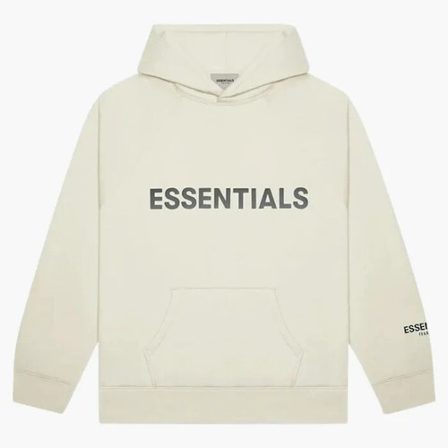 Fear of God Essentials Pullover Felpa con Cappuccio Applique LogoButtercream