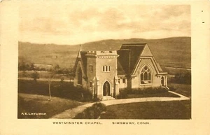 WESTMINSTER CHAPEL, SIMSBURY, CONNECTICUT, VINTAGE POSTCARD - Picture 1 of 2