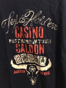 LUCKY BRAND Mens L Texas Hold em Casino Poker Saloon Austin Texas T Shirt EUC! - Picture 1 of 4