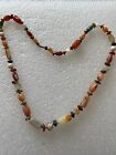 Long Length Agate Bead Necklace Lovely Condition