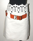 White Chloe Linen Skirt Brown Leather Belt Crocket Stylish