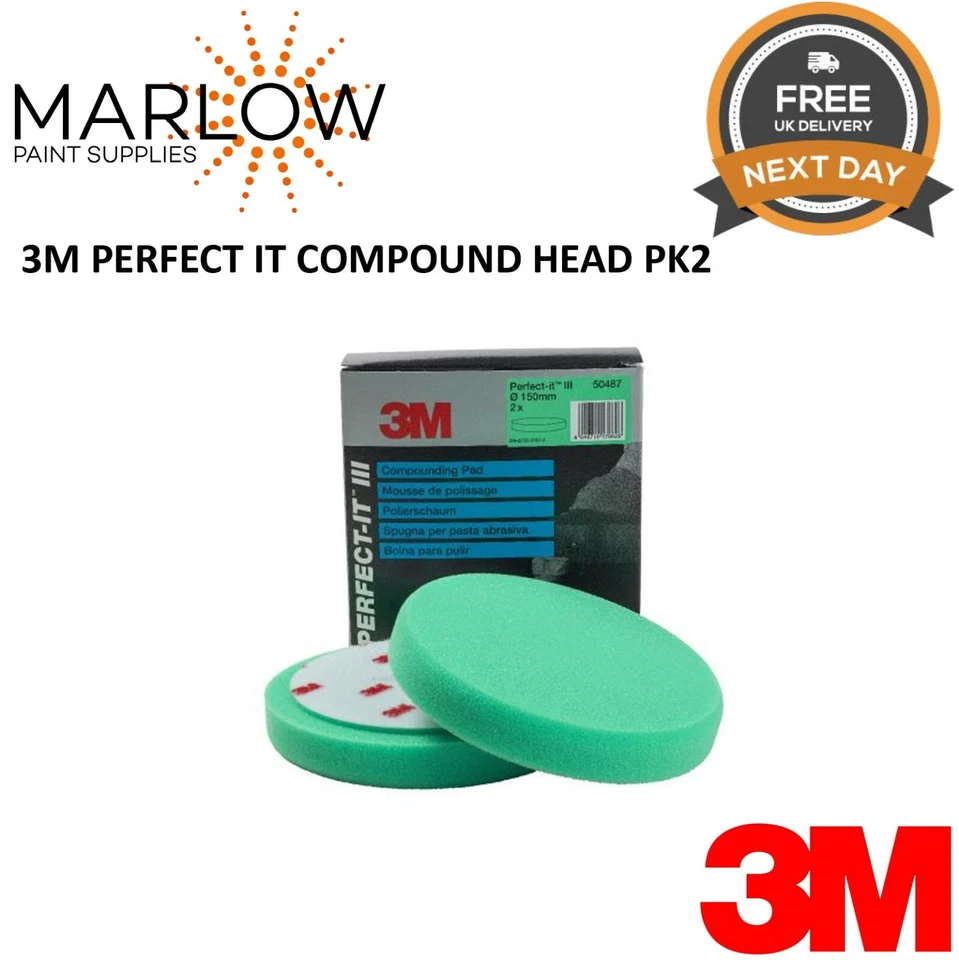 3M 50487 Perfect-It Fast Cut Foam Compounding Pads 150 mm PACK OF 2 - GREEN