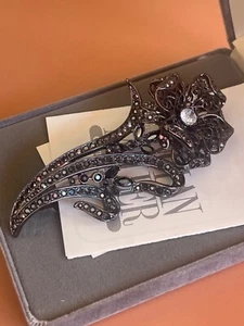 Nolan Miller Glamour Collection Yesteryear Flower Pin Brooch Gunmetal - Picture 1 of 3