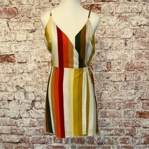 Lumiere Boho Multicolor Striped Wrap Dress – Vibrant Festival Style Size M - Picture 1 of 5