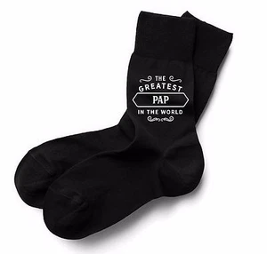 Pap Socks Birthday Gift Greatest Present Idea Boy Dad Him Men Black Sock - Picture 1 of 2