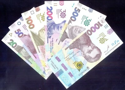 Ukraine FUL SET20,50,100,200,500,1000 Hryvnia 2021Commemorative UNC 30,000issued - Image 1 of 2