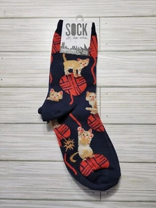 Sock It To Me Womens Crew Socks OS Size Kitten Knitten Cat Yarn Multi-color - Picture 1 of 6