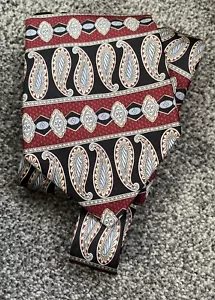 Mens 100% Silk Multi Colour Paisley Geometric Vintage Patterned Tie - Picture 1 of 3