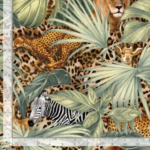 Wild CD1628 Multi Wild Packed Animals Zebra Timeless Treasures Cotton Fabric - Picture 1 of 2