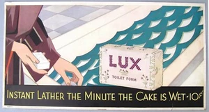 1920's LUX SOAP Trolley Advert Card: Instant Lather the Minute the Cake is Wet - Picture 1 of 2