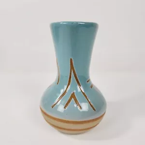 Jarrón de cerámica vintage de nativos americanos Sioux color turquesa y marrón - 6" - Imagen 1 de 8