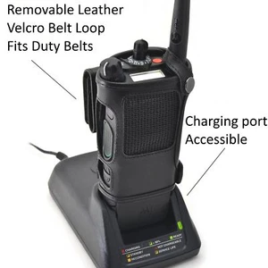 Motorola APX 8000 Carry Holder Case Turtleback, Black Leather Duty Belt Holster - Picture 1 of 5