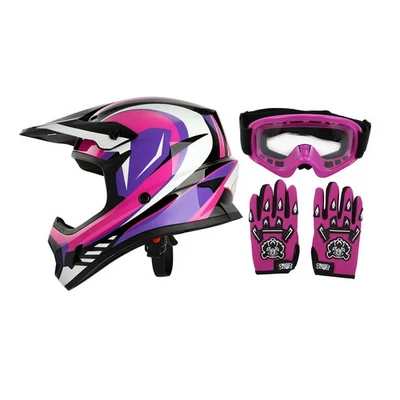 DOT Juvenil Casco Gafas Guantes Niñas Niños Motocicleta ATV UTV Motocross S M L XL Foto 1 de 4