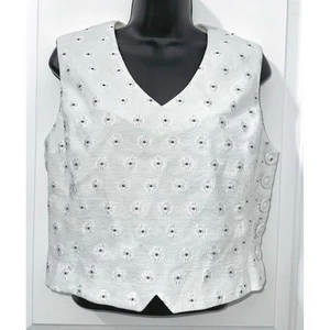 Vintage Christian Dior Light Gray Women’s Vest with buttons 90s SZ 12 - Picture 1 of 8