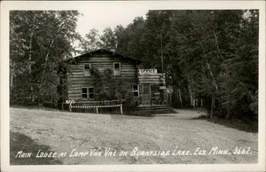 RPPC Ely,MN Main Lodge at Camp Van Vac on Burntside Lake c1940s Minnesota - Picture 1 of 5