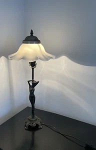 Vintage Abat Jour Brass Liberty Lamp With White Opaline Glass Shade - Picture 1 of 11