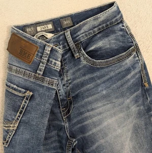 BKE Jeans Mens 36S 30" Ins Blue Denim Jake Bootleg Casual Cowboy Western Buckle - Picture 1 of 9