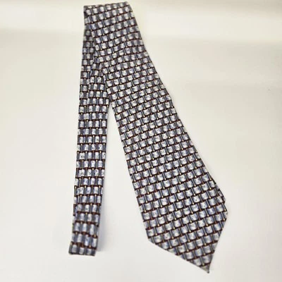 Corbata de seda Nicole Miller vintage - Wall Street - gris granate 60" x 4" Foto 1 de 4