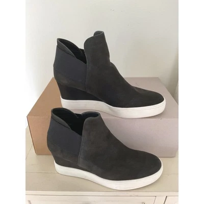 Maurices Black Suede Wedge Sneakers Ankle Booties Size 8.5 Casual Shoes - Image 1 of 4