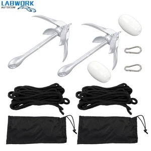 2Pack New Complete Folding Anchor Kit 5.5Lb Silver For PWC Boat Kayak Canoe - Picture 1 of 18