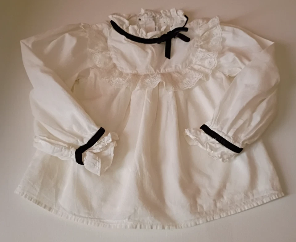 Top Janie and Jack Niñas Marfil Blanco Volantes Encaje Talla 4 Manga Larga Cuello Alto Foto 1 de 4