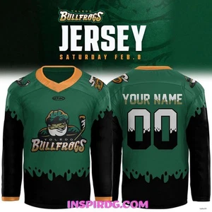 Camiseta de hockey personalizada Toledo Bullfrogs uniforme 2024-25 todo impreso regalo - Imagen 1 de 7