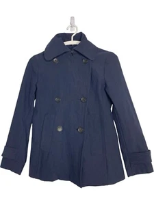 Theory Womens Size P Petite 0 Pea Coat Double Breasted Navy Jacket - Picture 1 of 10