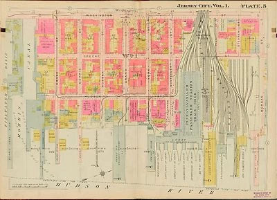 1908 JERSEY CITY, HUDSON COUNTY NUEVA JERSEY, WASHINGTON PARK, COPIA PLAT ATLAS MAPA Foto 1 de 3