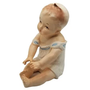 Piano Baby Seated Boy Figurine Vintage Bisque Porcelain Figure Victorian Cottage - Picture 1 of 11
