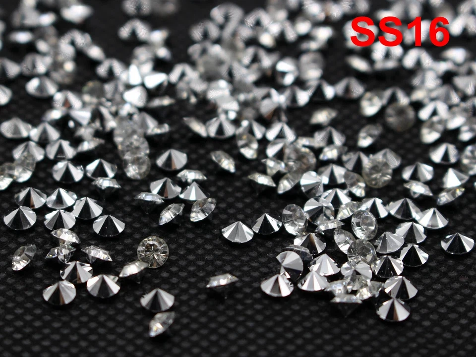 10000 piezas Confeti de diamantes de imitación de plata acrílico transparente brillante SS6-SS16 Foto 1 de 3