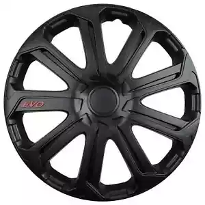 FOR SKODA CITIGO - 14" WHEEL TRIMS EVO BLACK HUB CAPS WHEEL COVER 4PC SET - Picture 1 of 3