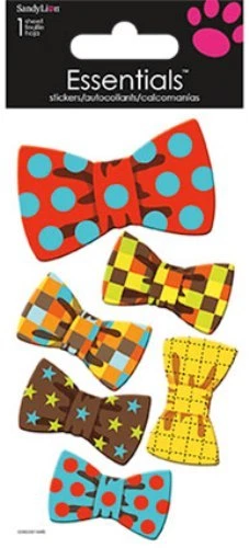 Scrapbooking Crafts Dimensional Stickers Sandylion Bow Ties Stars Polka Dots Red — 第 1/1 张图片