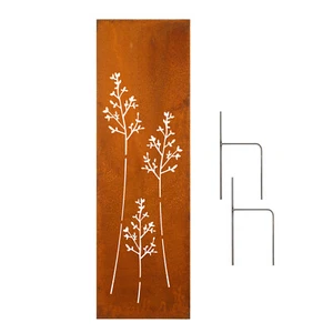 Edelrost Garten Sichtschutz Wand Rost Sichtschutzwand Metall 160x50 cm Gräser - Bild 1 von 7