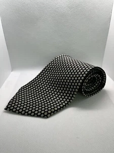 Gebundene und echte Herrenkrawatte aus 100 % Seide schwarz silberne Punkte aus Korea. - Bild 1 von 5