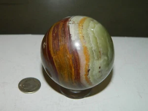 Gebänderte grüne & braune Onyx Kristall Kugel mit ca. 2" - Bild 1 von 6