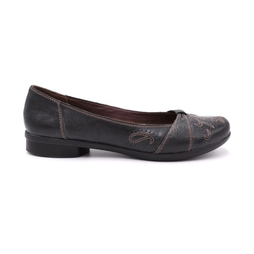 Flats Balletto Clarks in pelle nera ricamo paisley 70540 taglia 8M