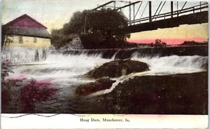 Hoag Dam and Bridge, Manchester, Iowa Postcard c1908 - Picture 1 of 2