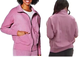 NEW Diane Gilman DG2 PLUS SZ 2X Downtime" Knit Flex Zip-Up Track Jacket PINK - Picture 1 of 12