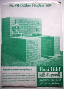 60's  Outdoor fireplace brick masonry  vintage Easi-Bild  Pattern - Picture 1 of 2