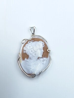 CIONDOLO IN ARGENTO 925% CON CAMMEO SARDONICO, DONNA PLACCATO ORO BIANCO 18KT - Immagine 1 di 4