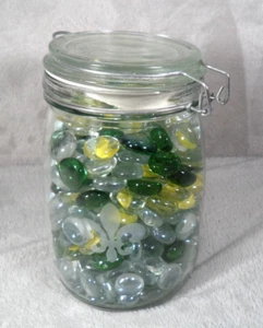 Dekorative grün gelb Klarglas Edelsteine im Klarglasgefäß Hochzeiten Basteln etc. - Bild 1 von 13
