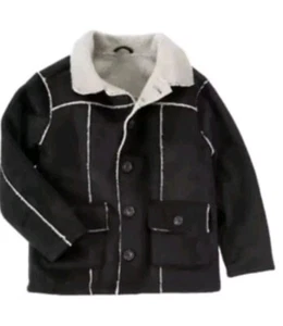 New Gymboree BLACK SUEDE JACKET 5 / 6  LINED Coat Boy SMALL Reindeer Lodge - Picture 1 of 7